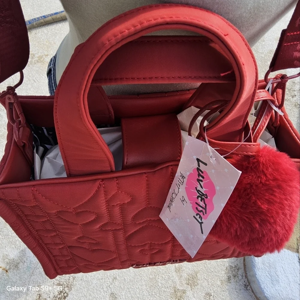 Betsey Johnson Red Quilted Heart Tote